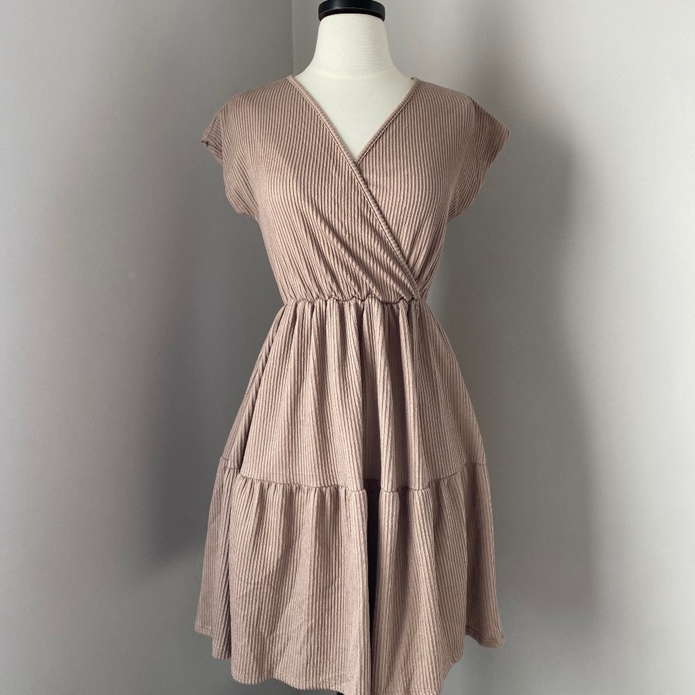 Dusty Rose Cotton Crossover Aline Dress